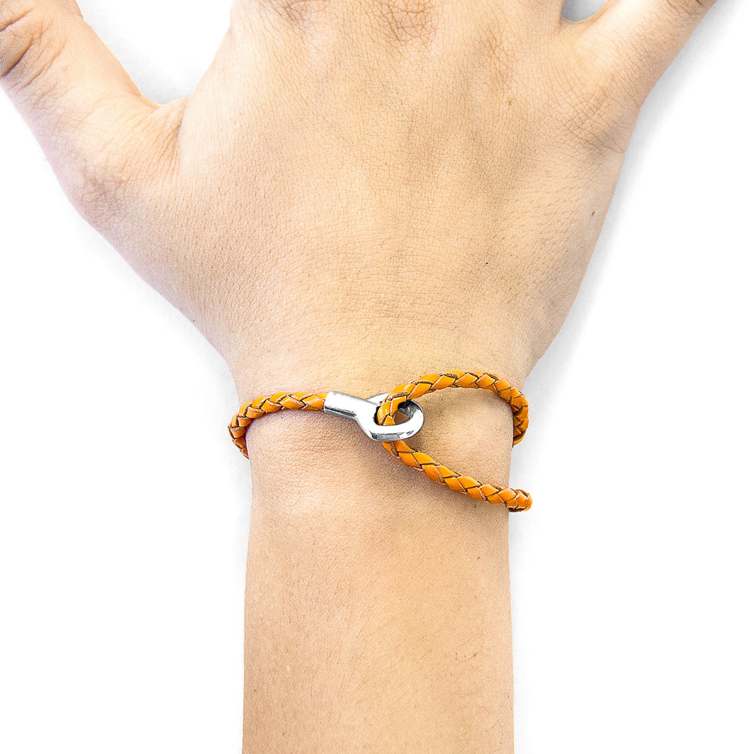 925 Sterling Silver Fire Orange Blake with Leather Bracelet
