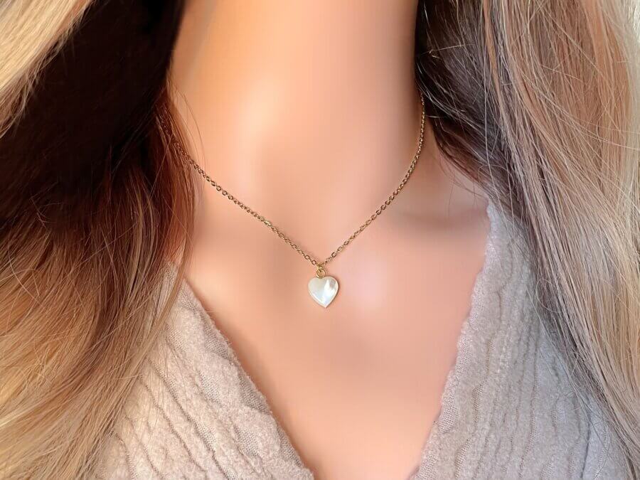 24K gold plated Natural Seashell Heart Necklace