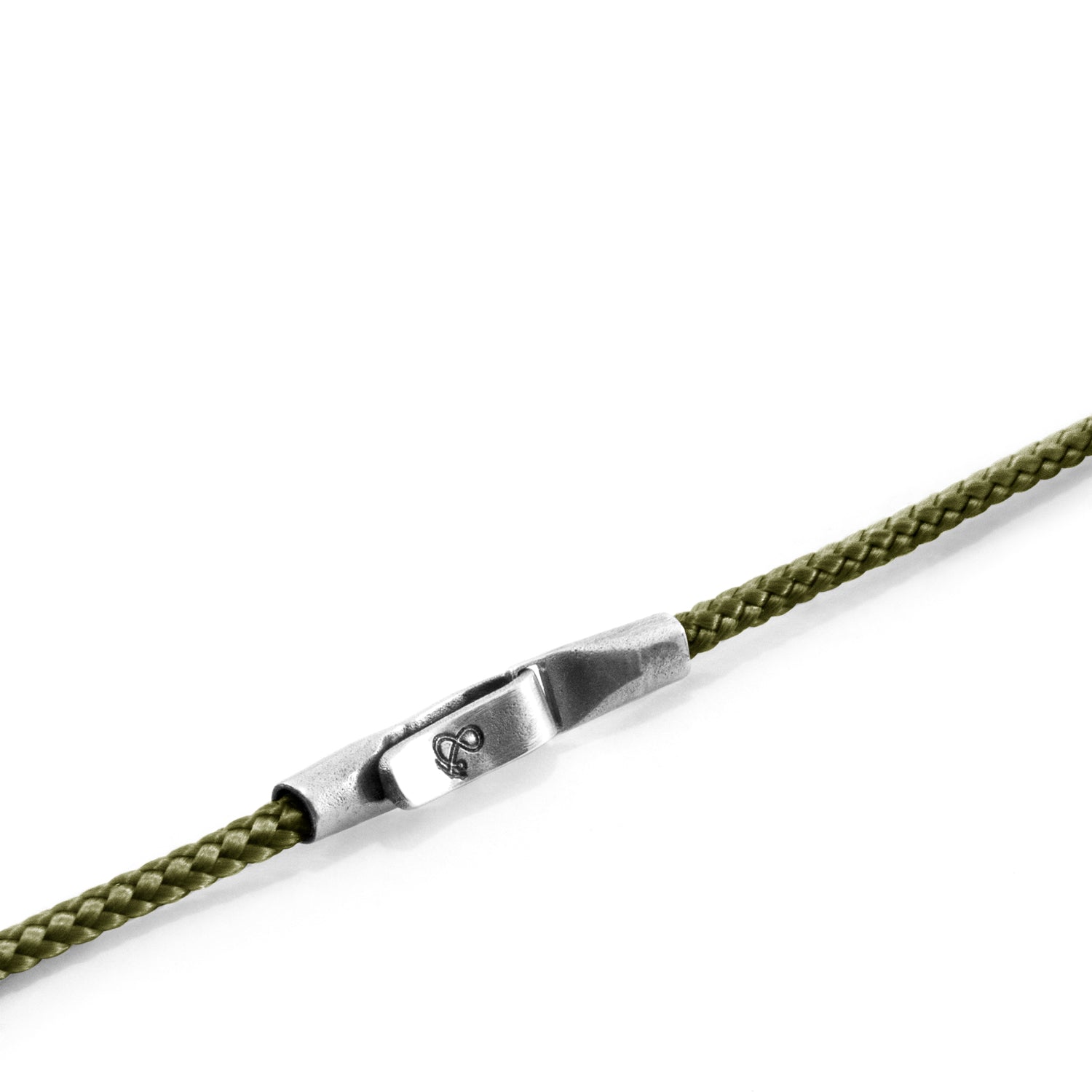 925 Sterling Silver Khaki Green  and Rope Bracelet