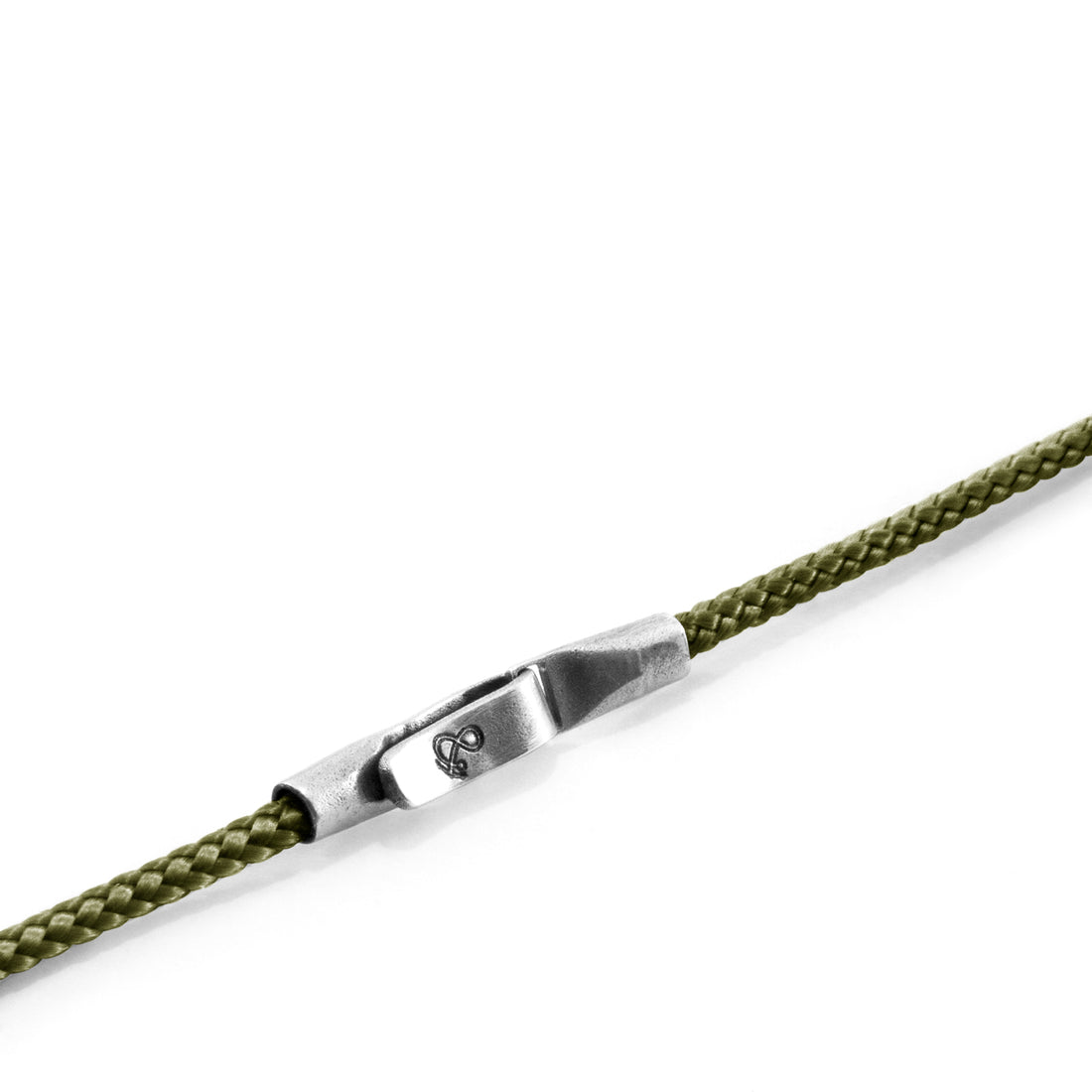 925 Sterling Silver Khaki Green  and Rope Bracelet