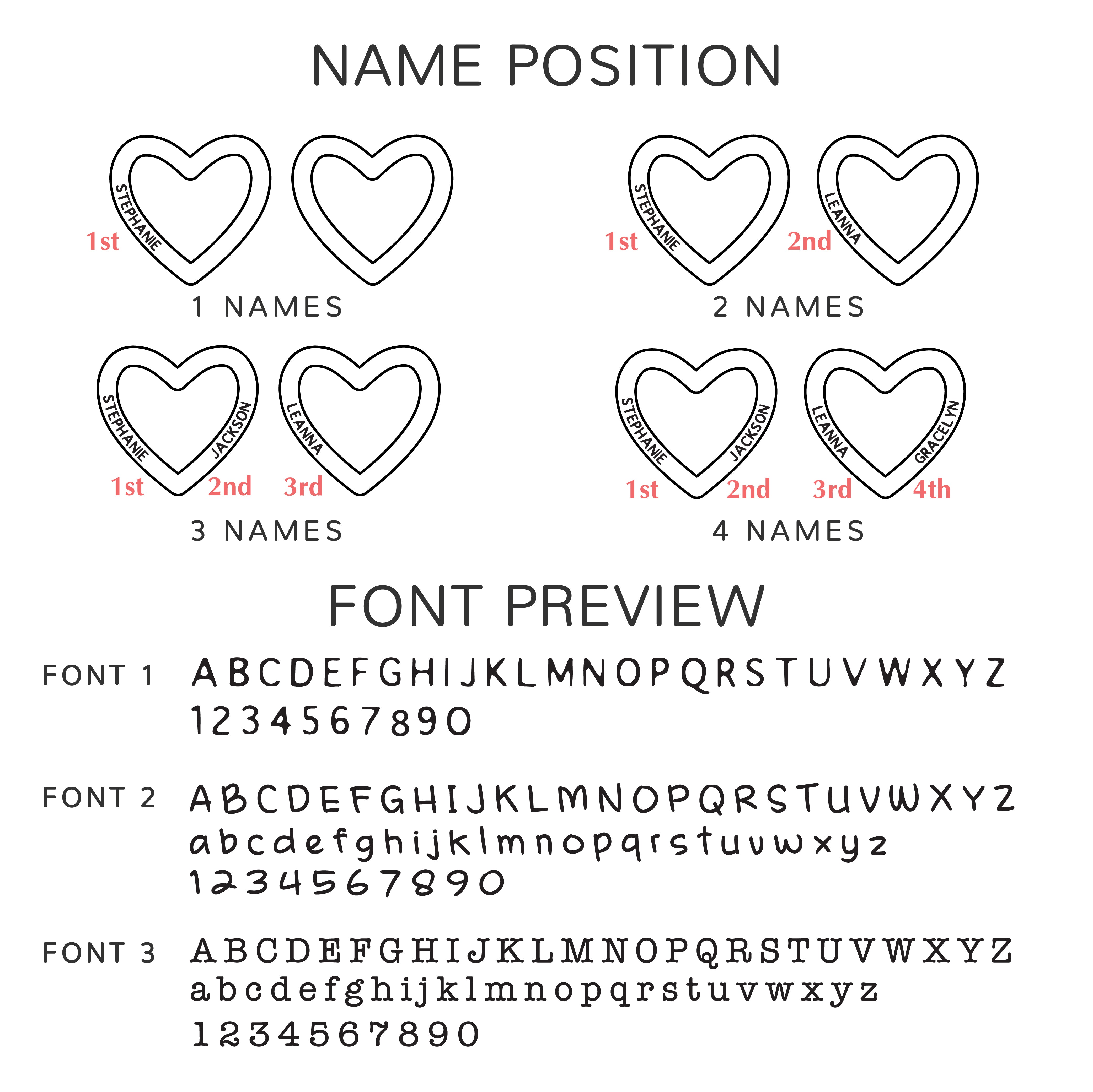 18K Gold Plated Children Names Jewelry, Heart Name Necklace