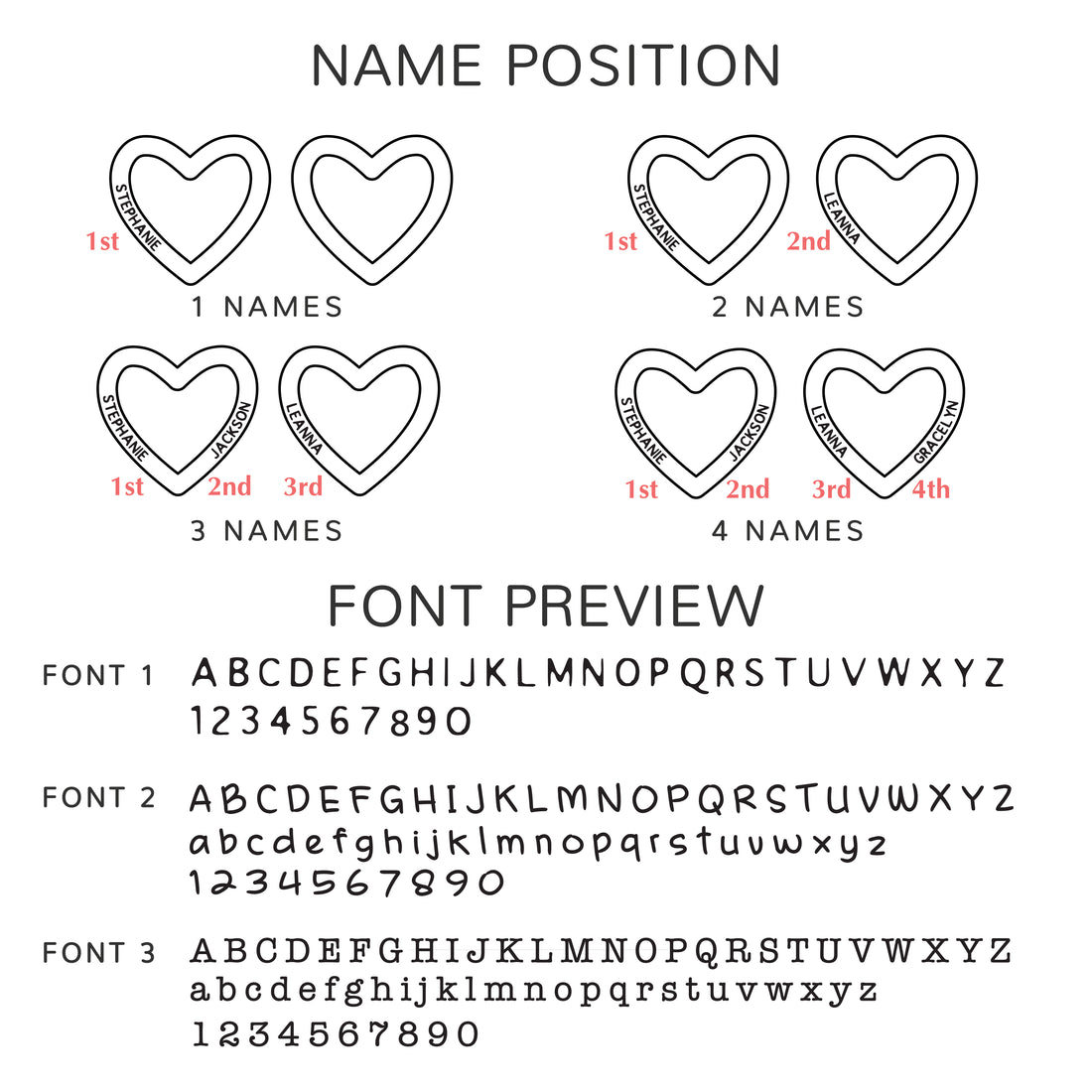 18K Gold Plated Children Names Jewelry, Heart Name Necklace