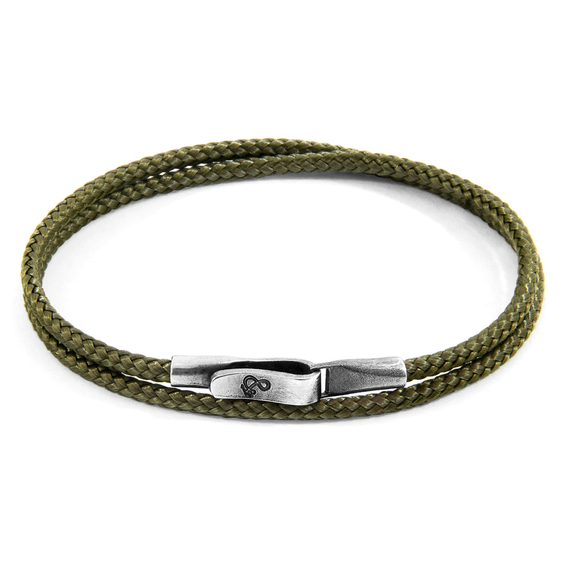 925 Sterling Silver Khaki Green  and Rope Bracelet