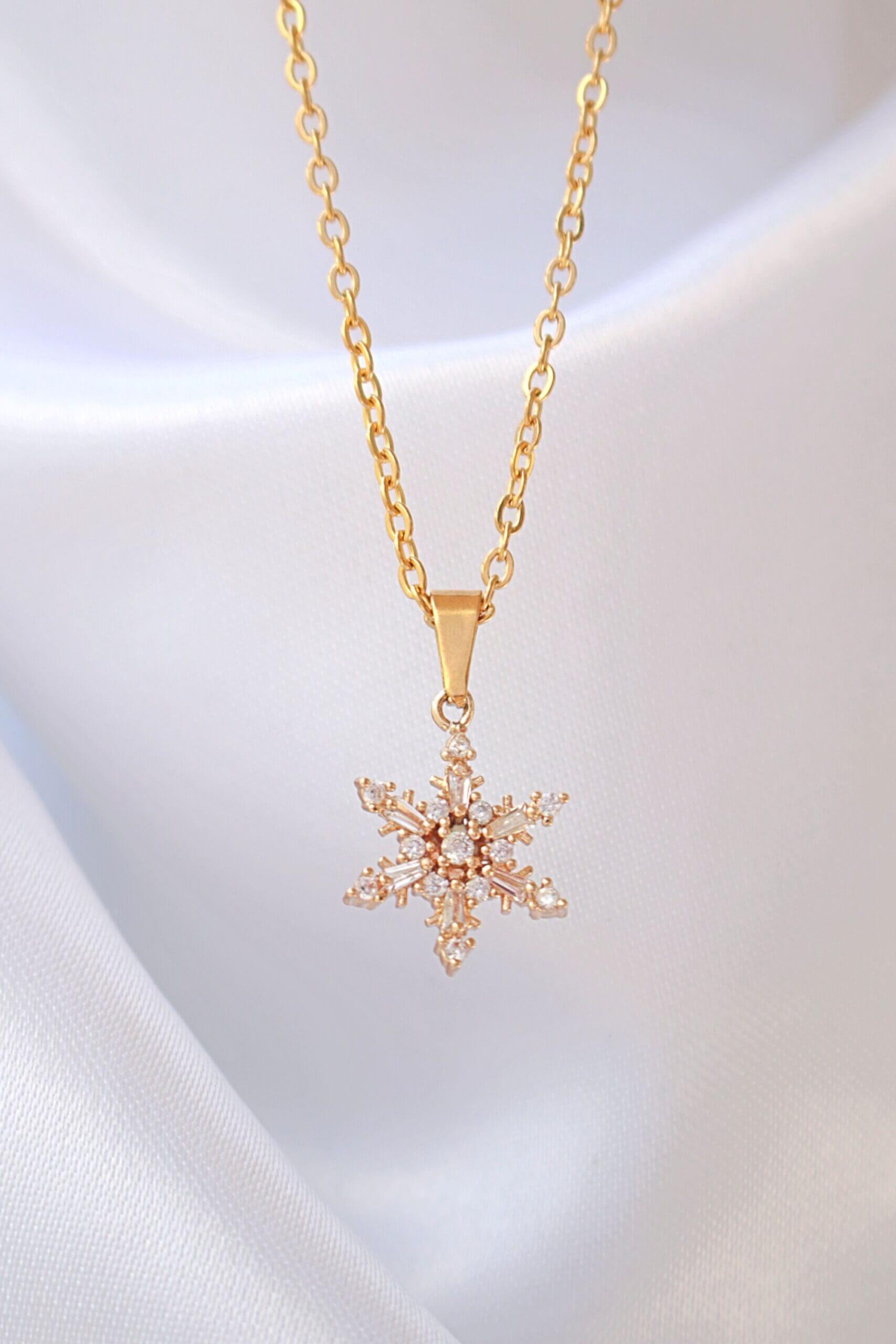 24K Gold Plated Snowflake Necklace