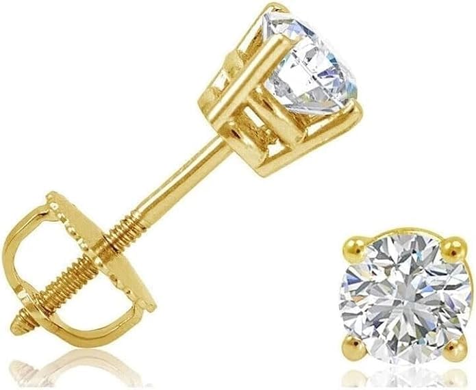 Gold Trillion Diamond Stud Earrings