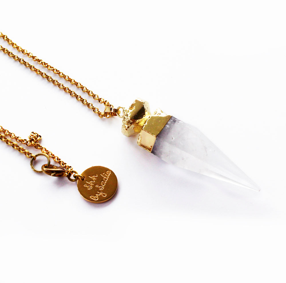 14K Gold Plated Glow Necklace - Crystal Quartz