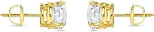 Gold Trillion Diamond Stud Earrings