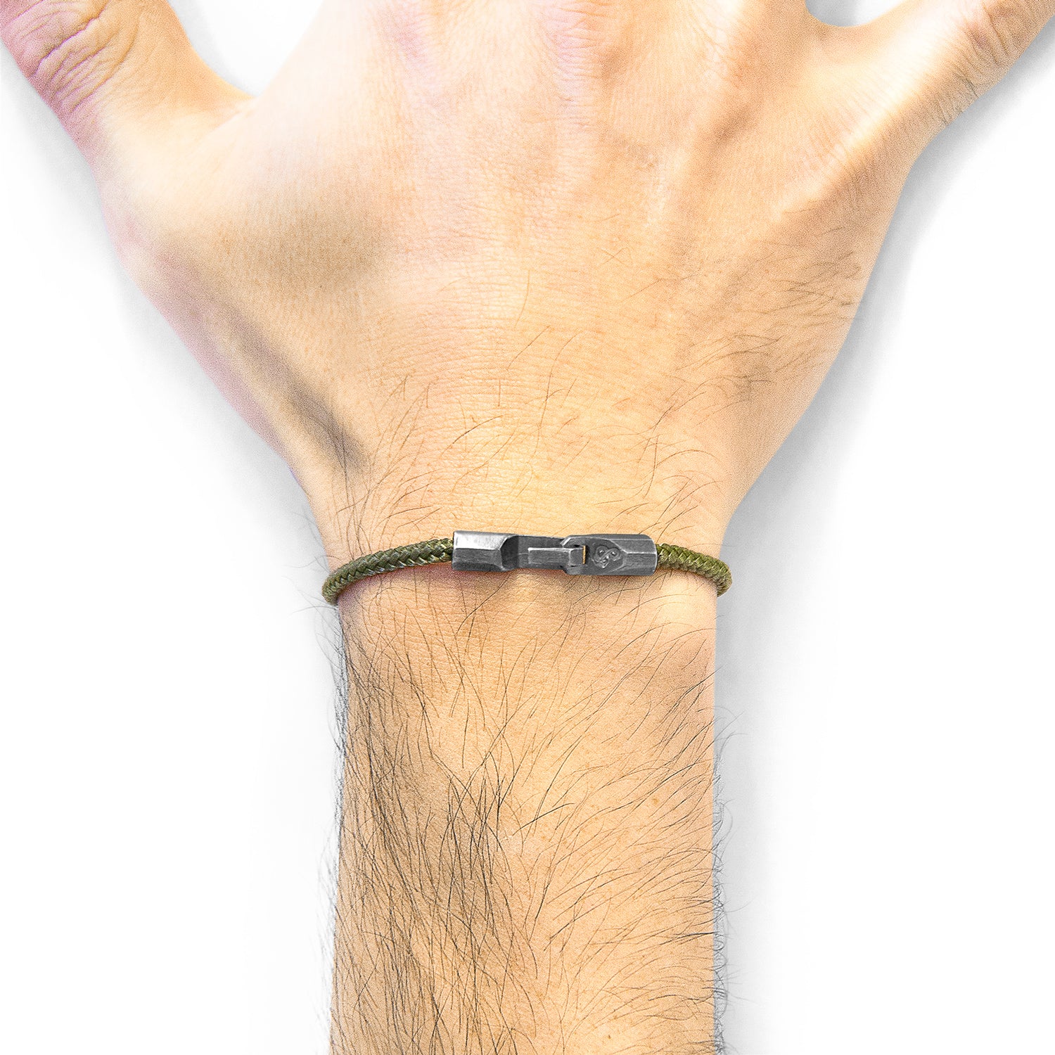 925 Sterling Sliver Khaki Green Talbot  and Rope Bracelet
