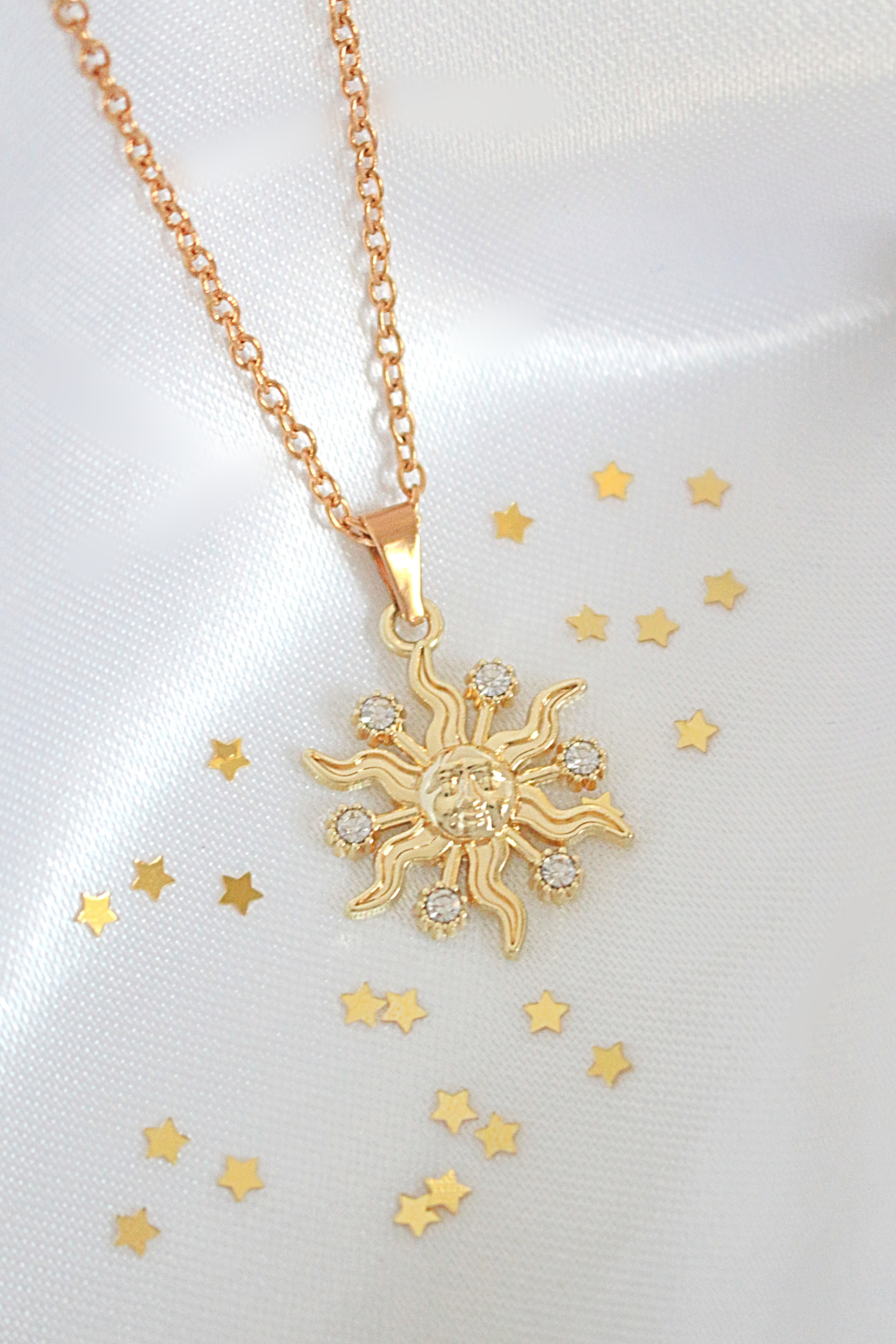 24 Karats  Sun Pendant Necklace