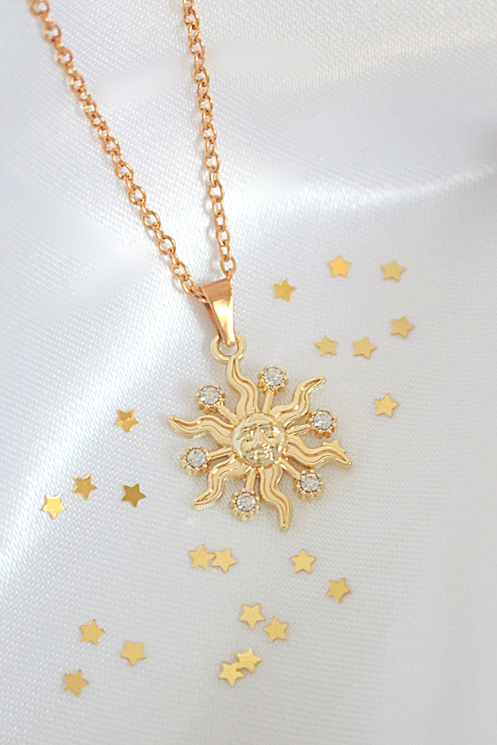 24 Karats  Sun Pendant Necklace