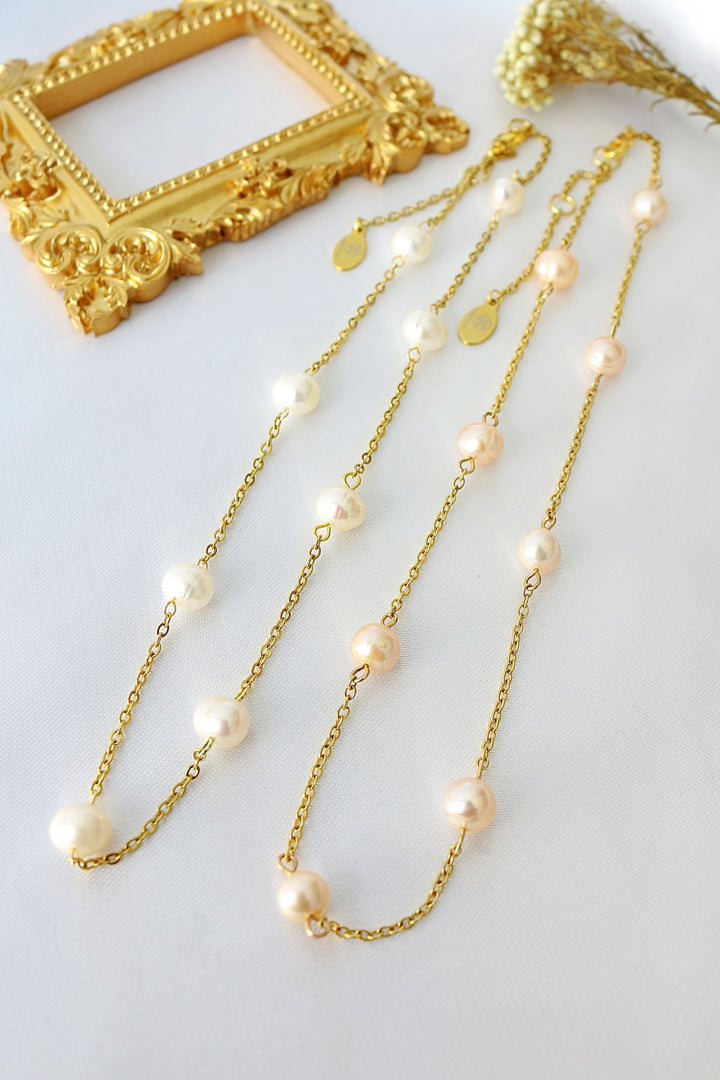 24K gold plated Baroque Freshwater Pearls Chain Choker