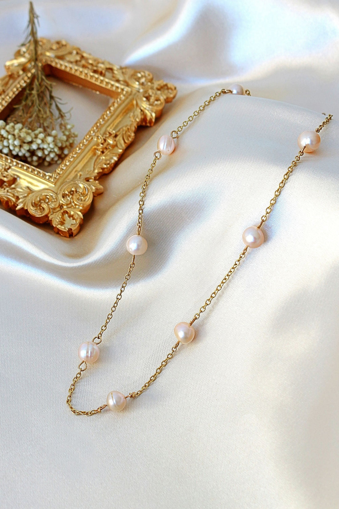 24K gold plated Baroque Freshwater Pearls Chain Choker