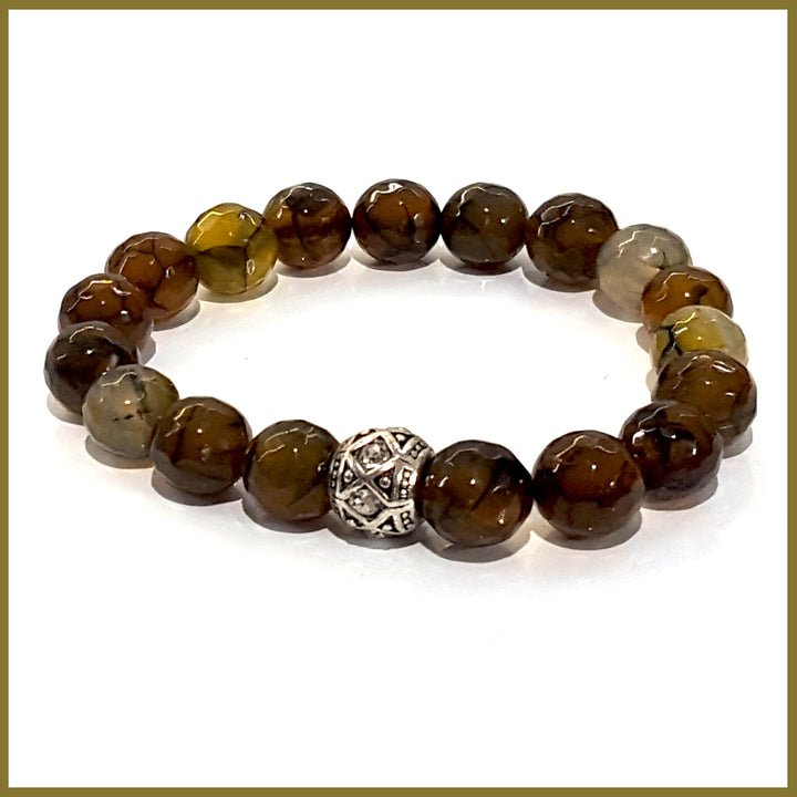 925 Sterilng Silver Agate Earthy Tones Bracelet