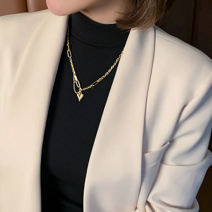 18K Gold Plated With Heart Shape Pedant Necklace