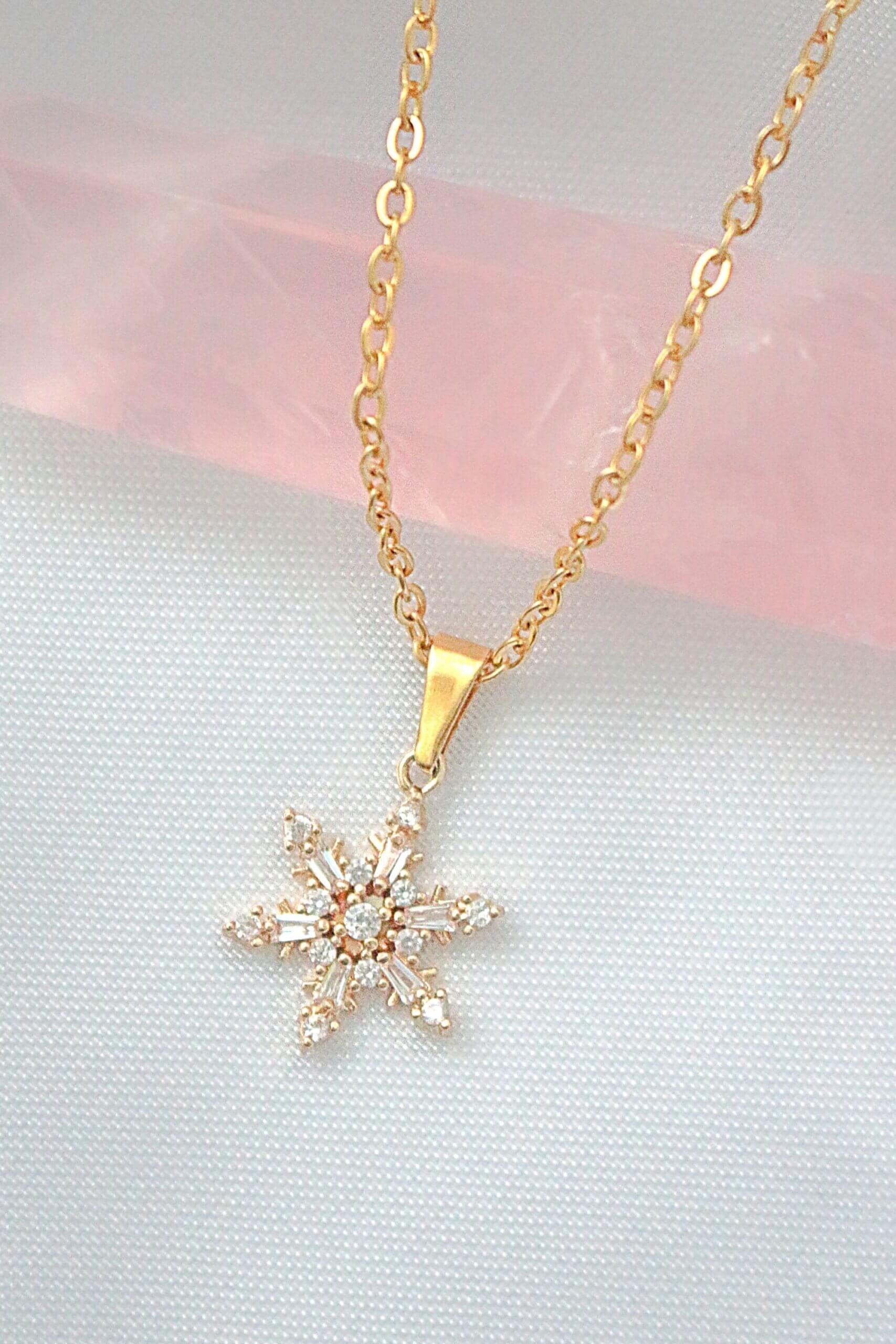 24K Gold Plated Snowflake Necklace
