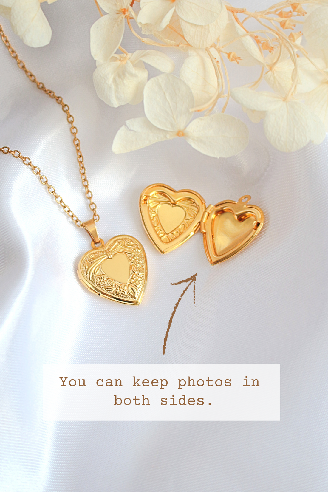 24K gold plated Heart Locket Necklace