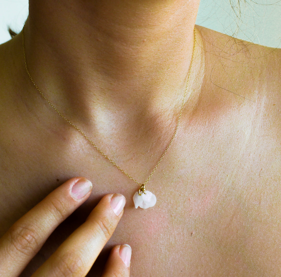 14K gold plated with white petal Catalina Necklace