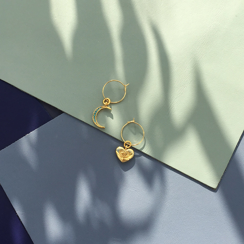 24k gold plated turquoise Moon Earrings