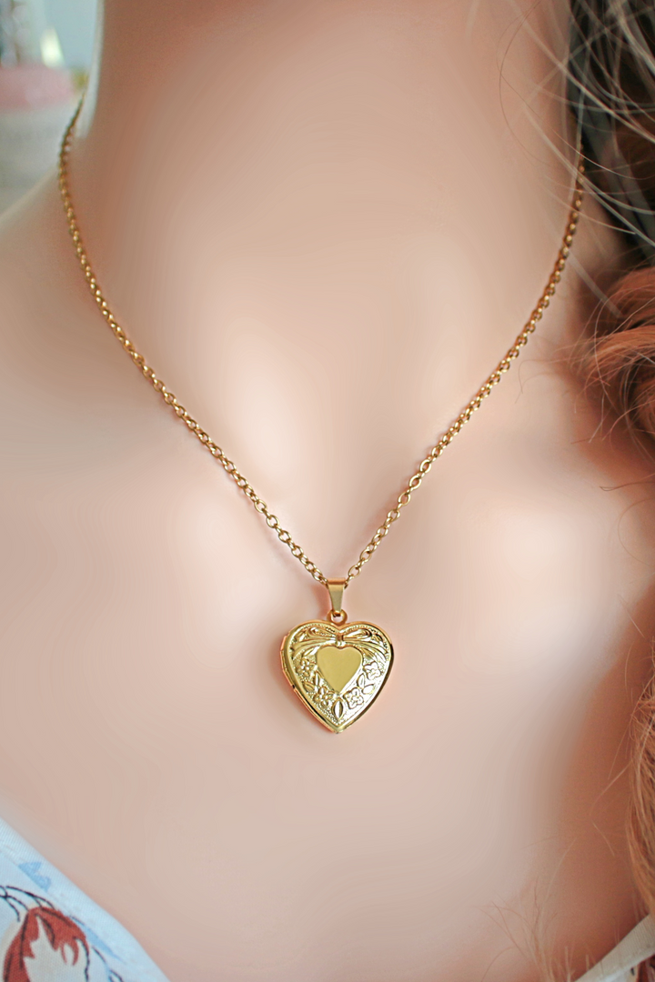 24K gold plated Heart Locket Necklace