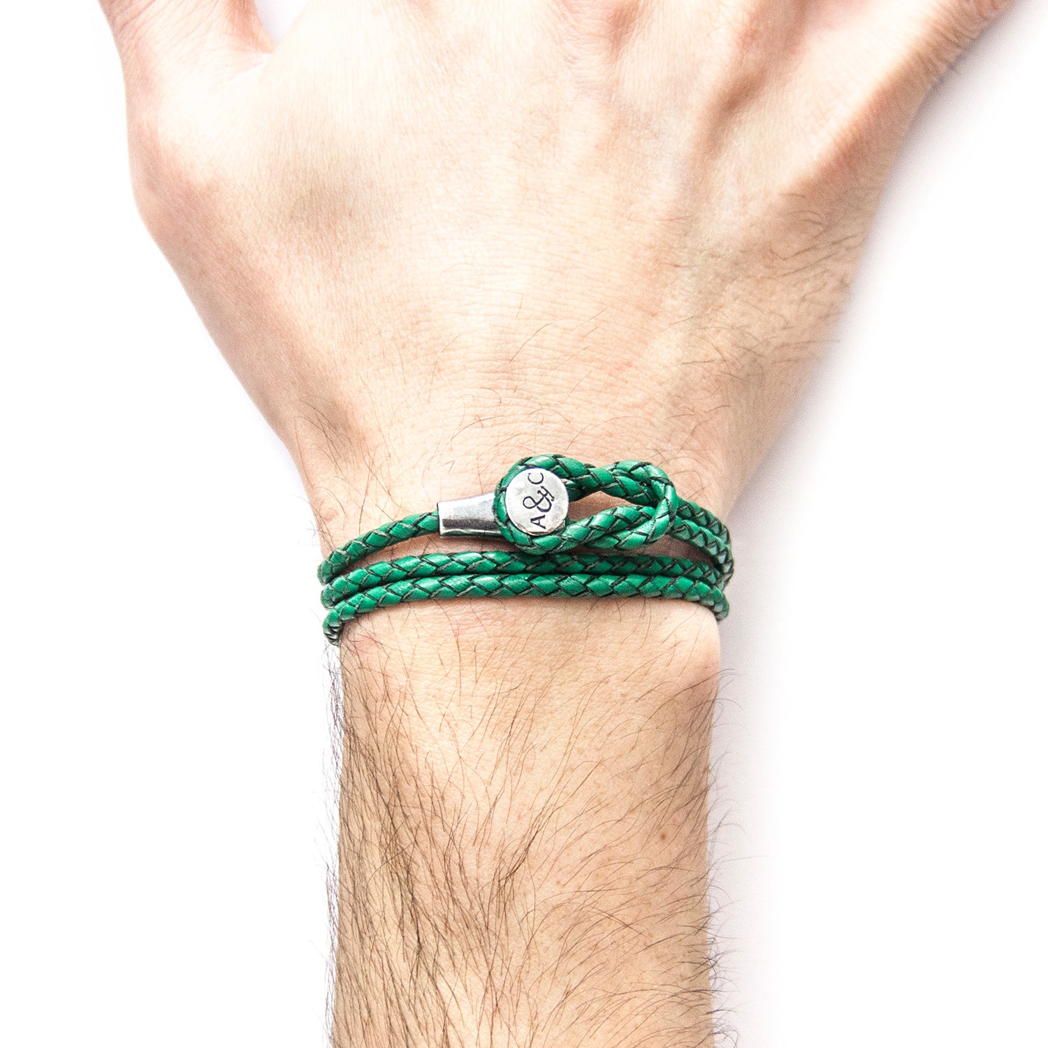 925 sterling silver Fern Green Dundee  & Leather Bracelet