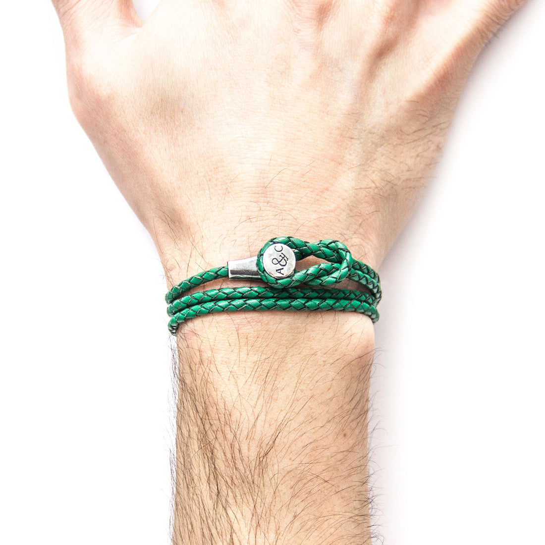 925 sterling silver Fern Green Dundee  & Leather Bracelet