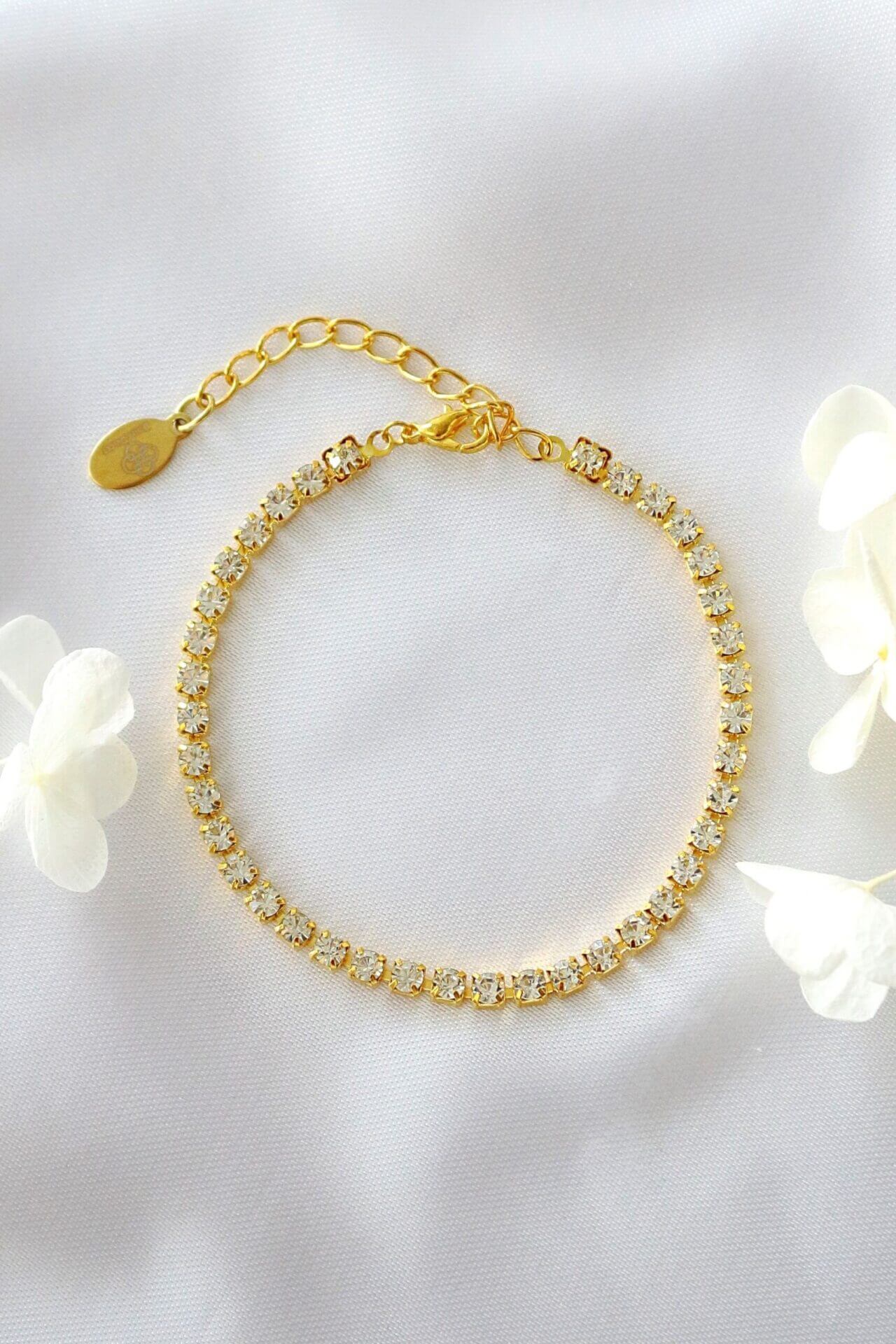 18K  Gold Plated Tennis  cubic zirconia   Link Bracelet