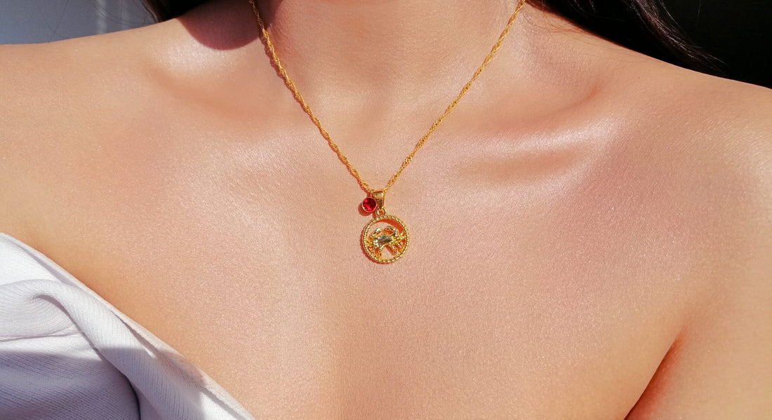 18K Gold plated Zodiac Sign and Birthstone Necklace