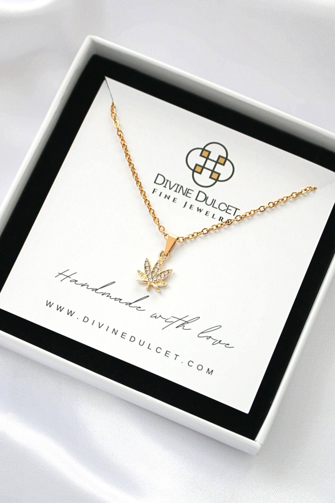 24K gold plated Dainty Cannabis Leaf Necklace