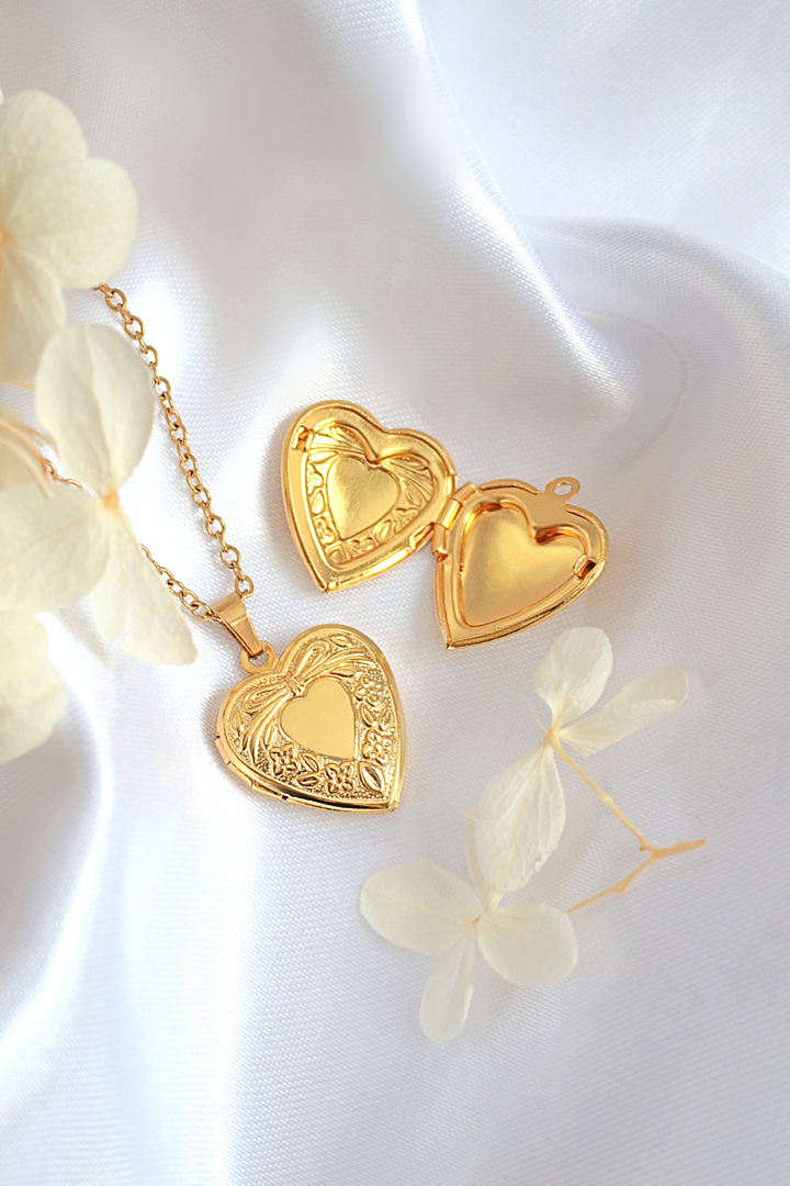 24K gold plated Heart Locket Necklace