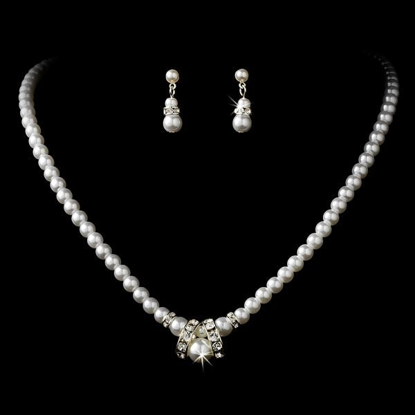 Bridal Wedding Jewelry Set Beautiful Single Strand Pearls Chic