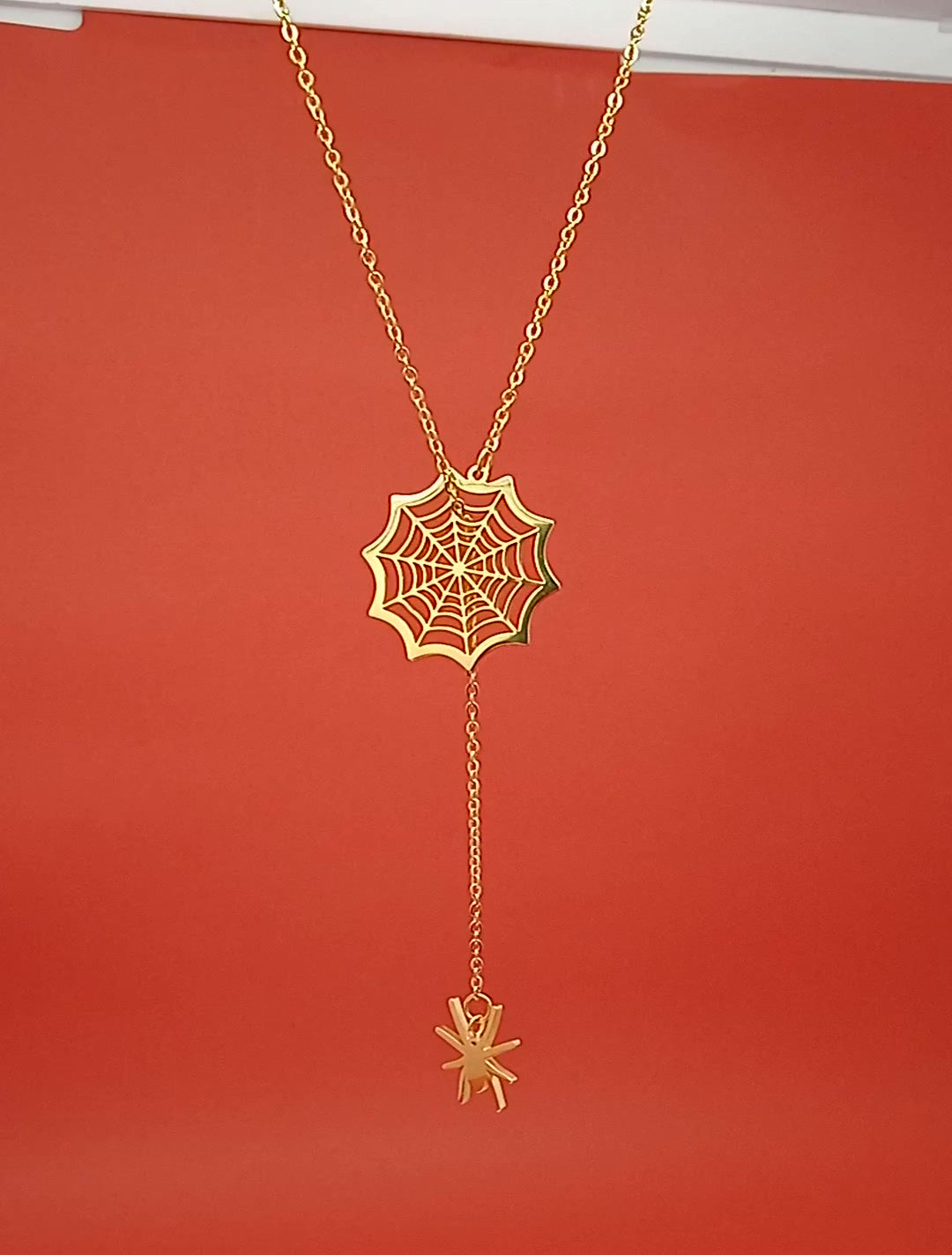 18k Gold Plated  Spider Charm Pendant , Necklace
