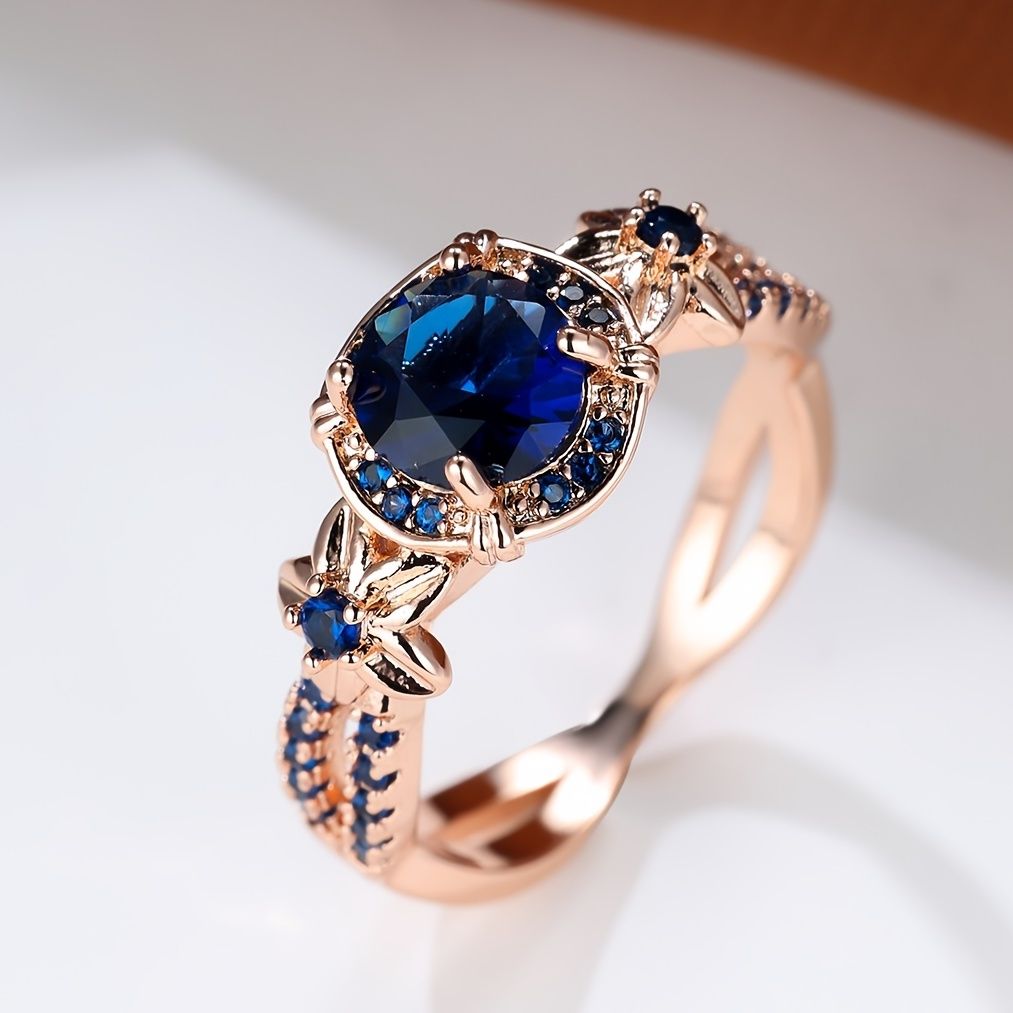 18K Gold Plated  Blue Sapphire Ring