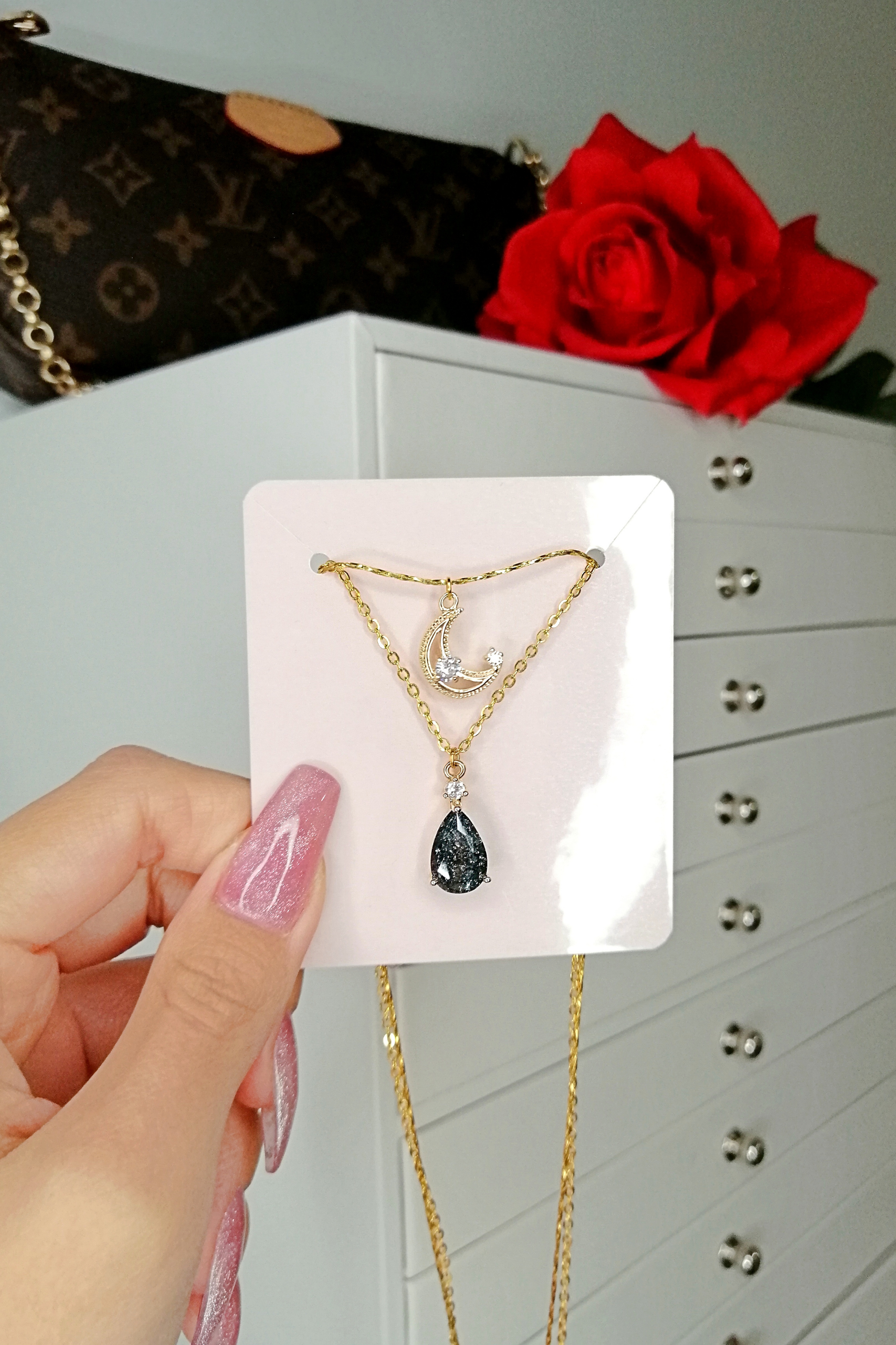 18K gold Plated Moon Layered Necklace
