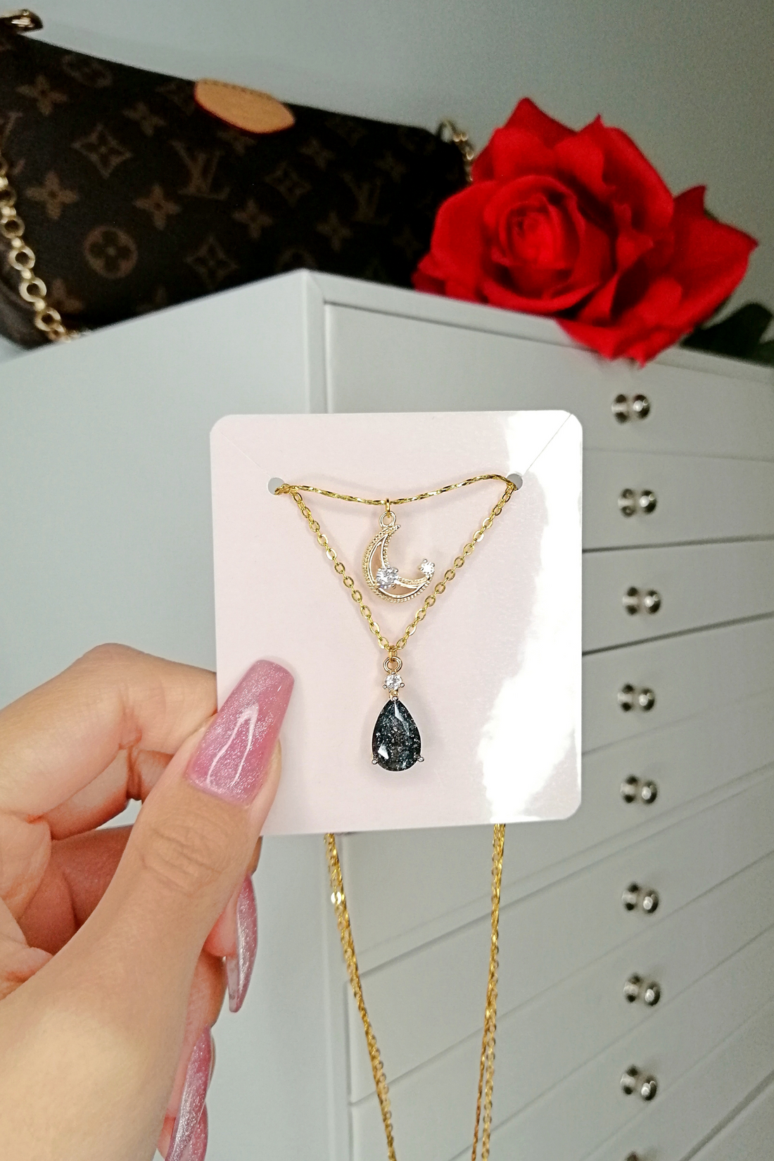 18K gold Plated Moon Layered Necklace