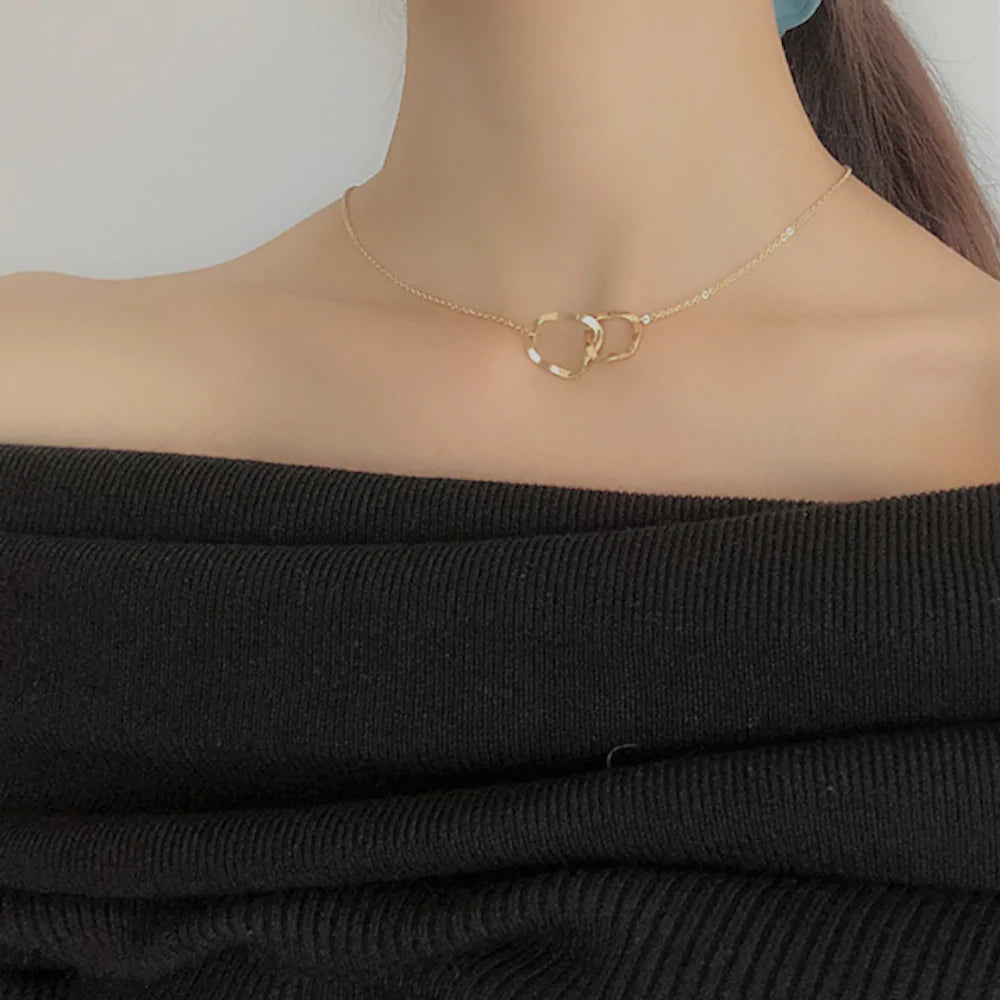 14k gold plated Interlocking Circle Necklace