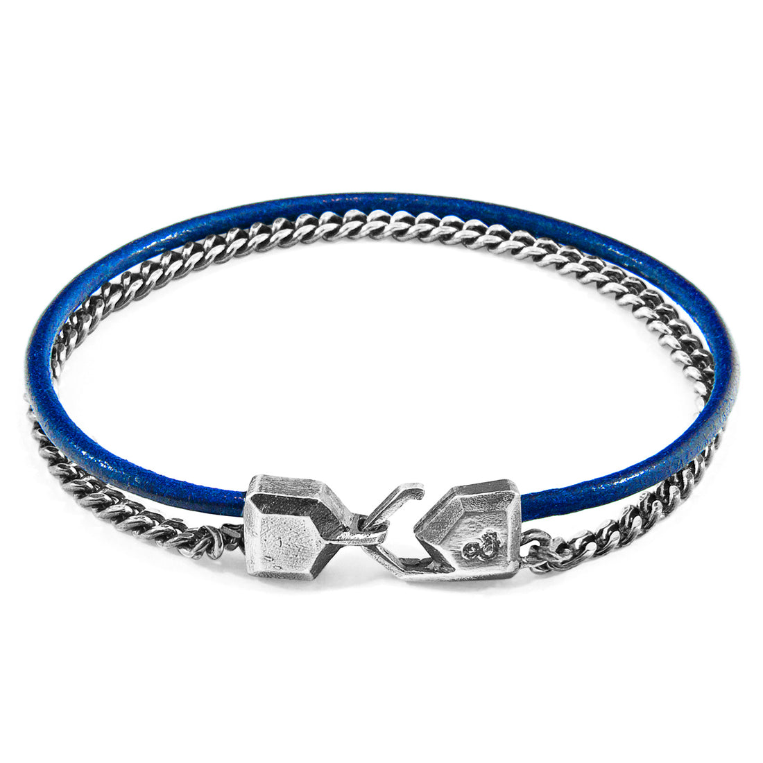 925 Sterling Silver Azure Blue Crossjack Leather Bracelet