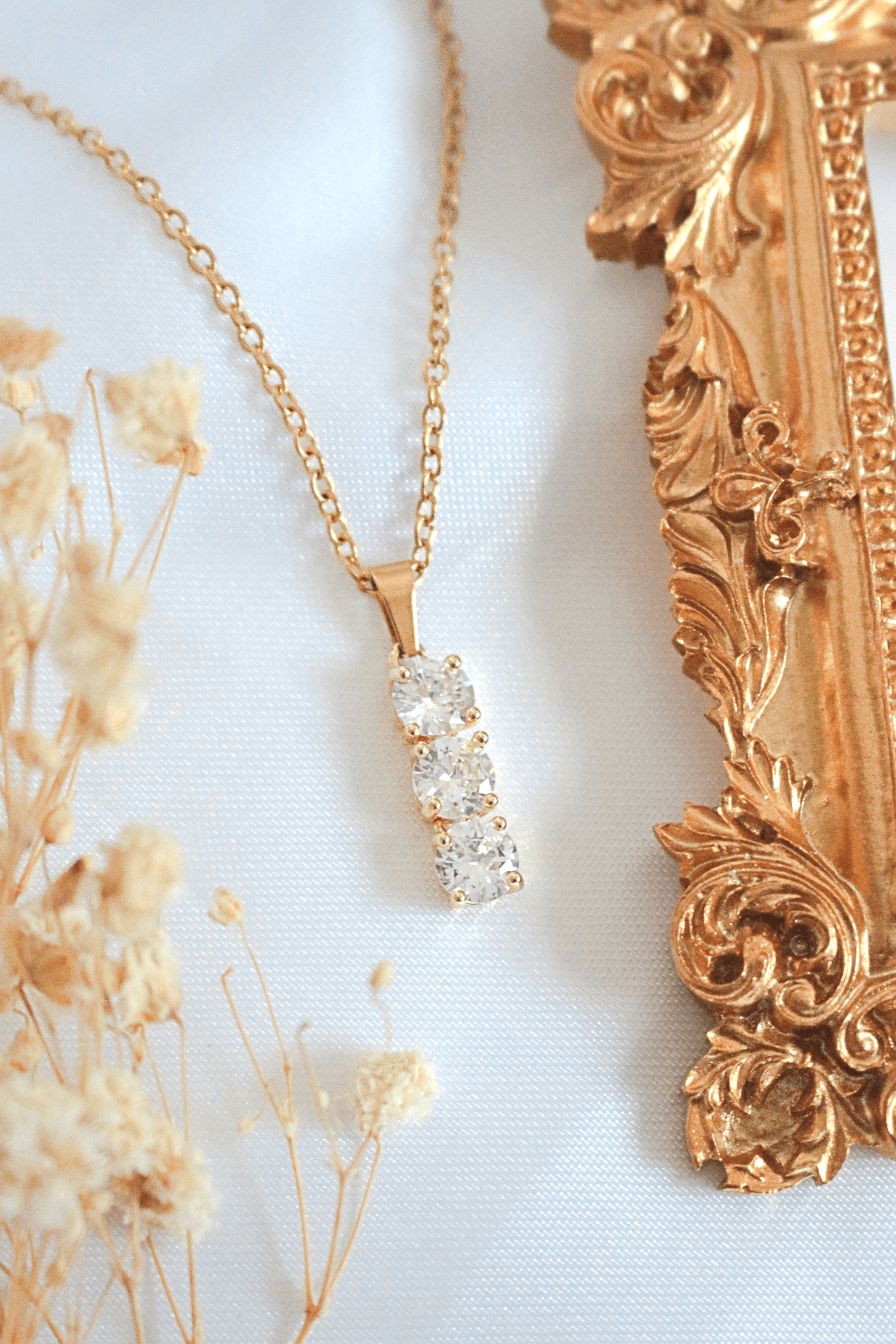 24k gold plated Cubic Zirconia Drop Necklace