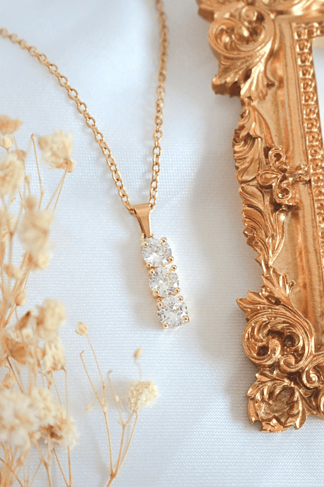 24k gold plated Cubic Zirconia Drop Necklace