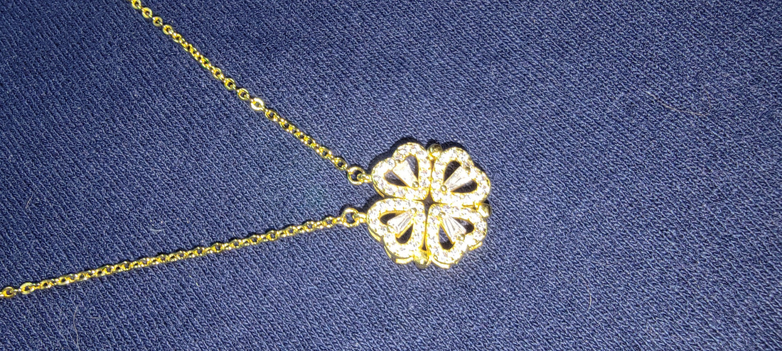 18K Gold Plated LuckyClover- Four Leaf Heart Shape Necklace