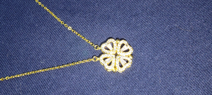 18K Gold Plated LuckyClover- Four Leaf Heart Shape Necklace
