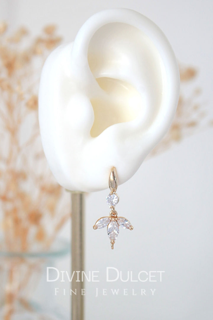 925 sterling silver 24K Gold PLated Flower Petals Hook Earrings