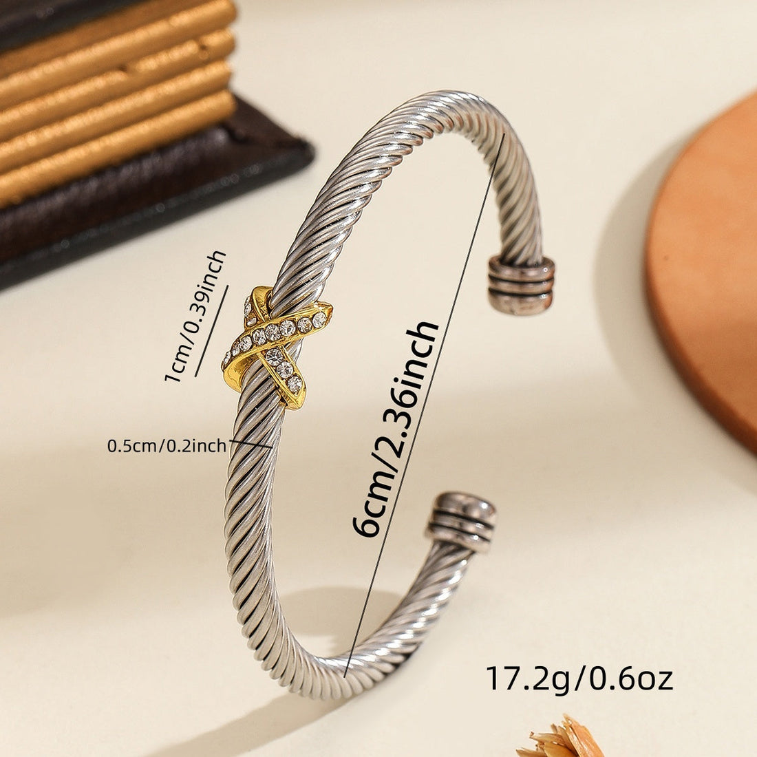 8-Character Cross Diamond Metal Bracelet