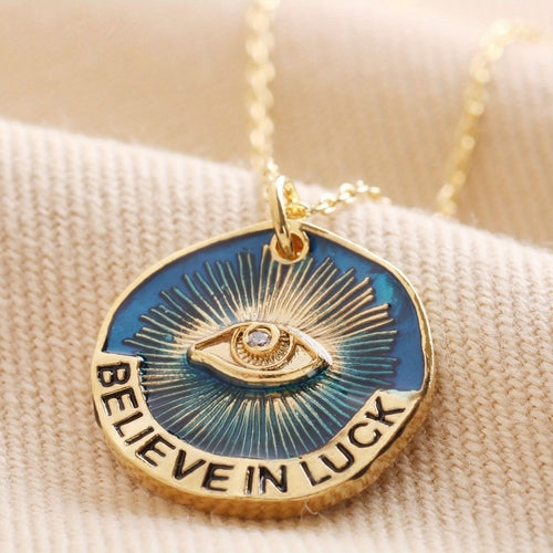 18K Gold Plated  evil's Eye Letter Pendant Necklace