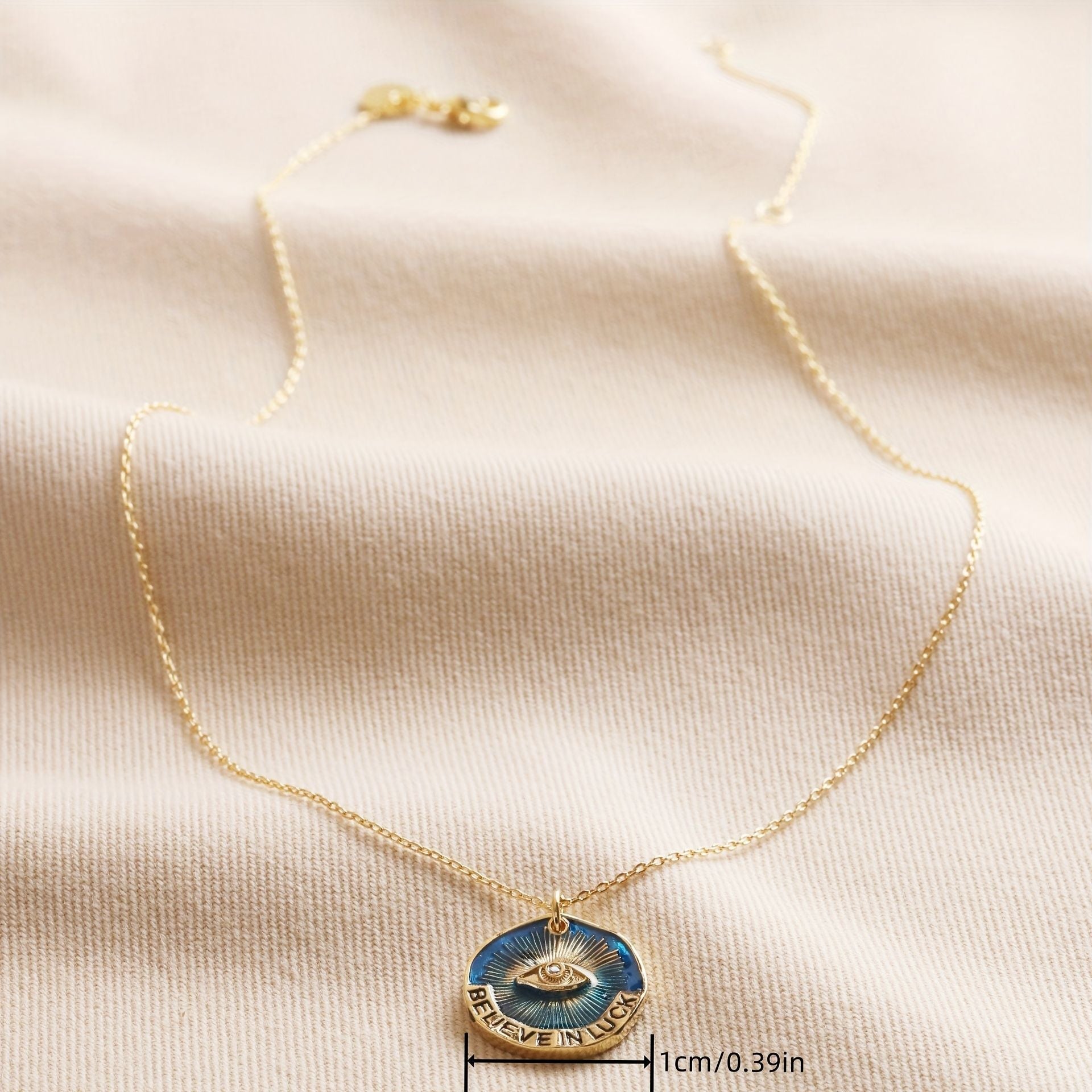 18K Gold Plated  evil's Eye Letter Pendant Necklace