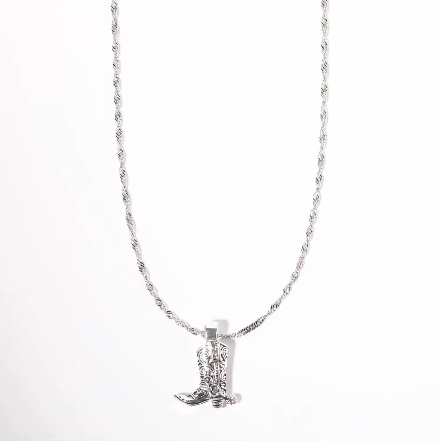 24k gold Plated solid cowboy/ cowgirl boot necklace