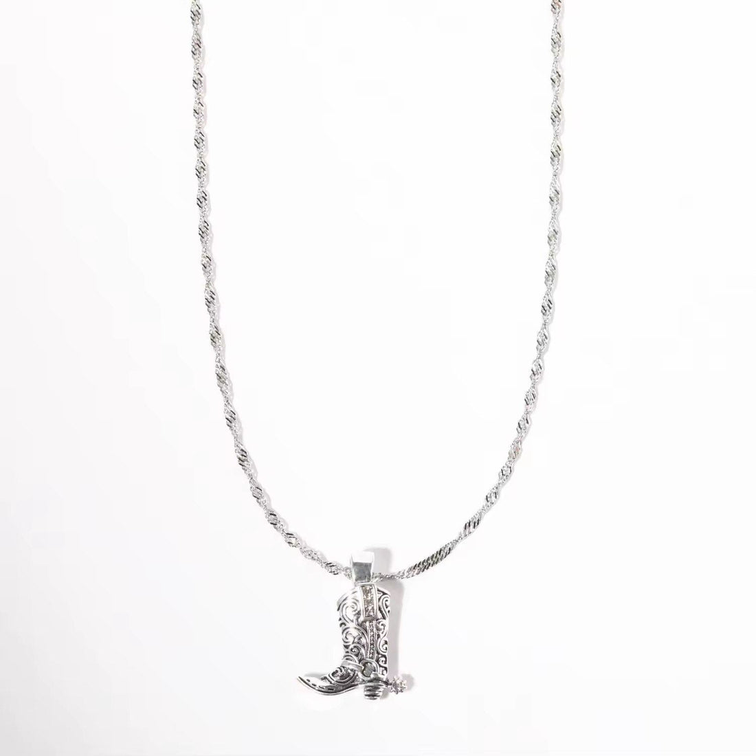 24k gold Plated solid cowboy/ cowgirl boot necklace