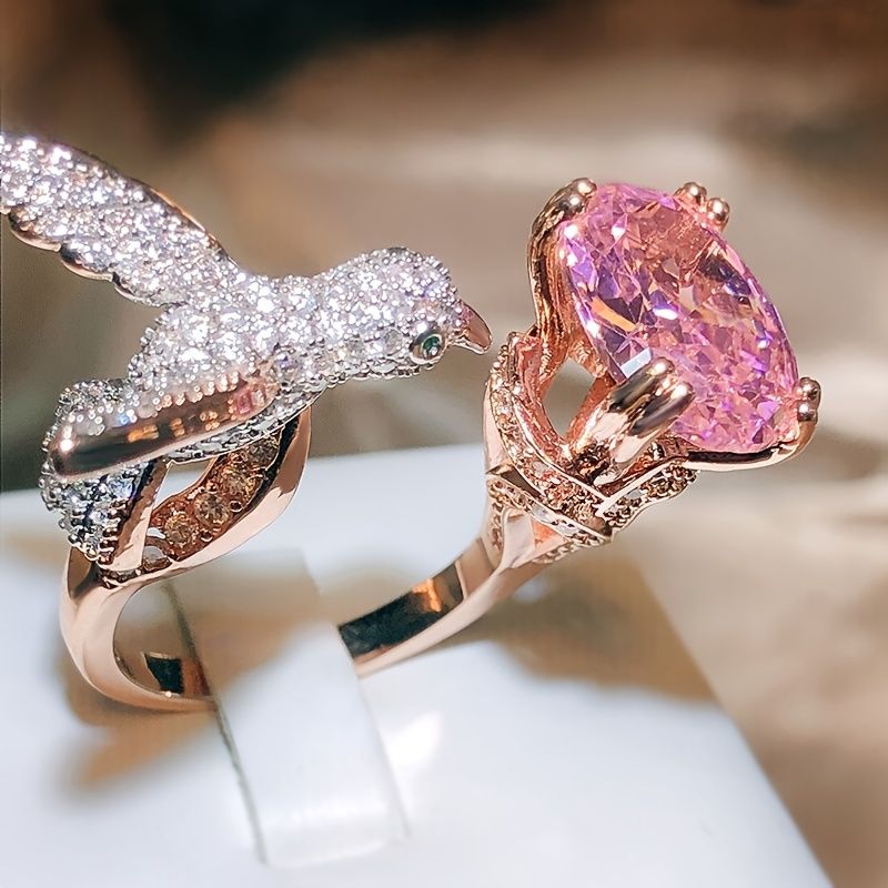 Pink Zircon Hummingbird Ring
925 sterling silver open ring with a sparkling pink zircon and delicate hummingbird design. Elegant and eye-catching.