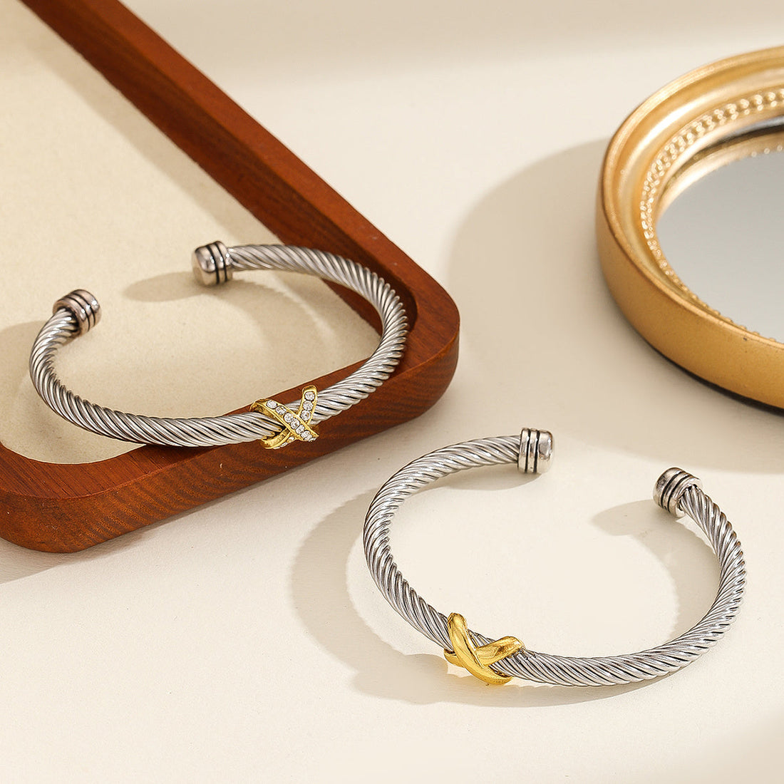 8-Character Cross Diamond Metal Bracelet