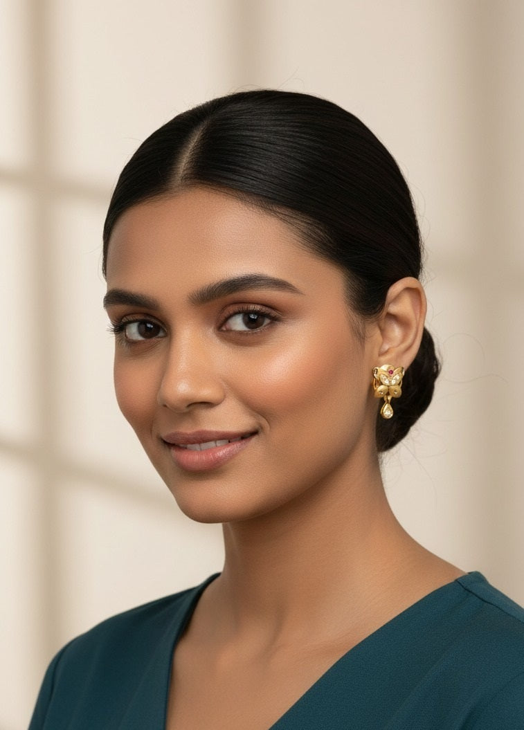14K Gold Plated crafted crystal stud Earrings