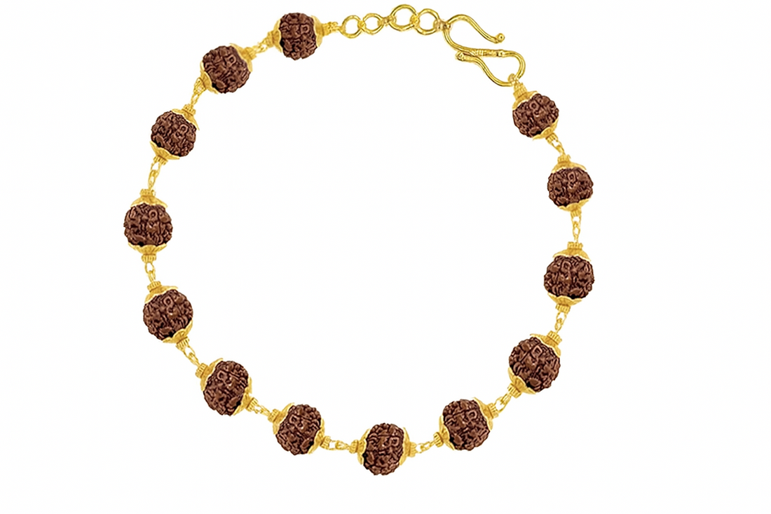 18K Gold Plated Rudraksha Bracelet with Evil Eye Protection